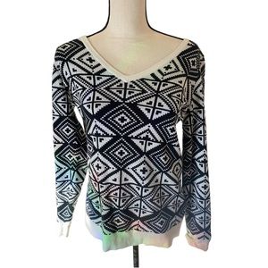 Womens Banana Republic V-Neck (M) Black & White Sweater